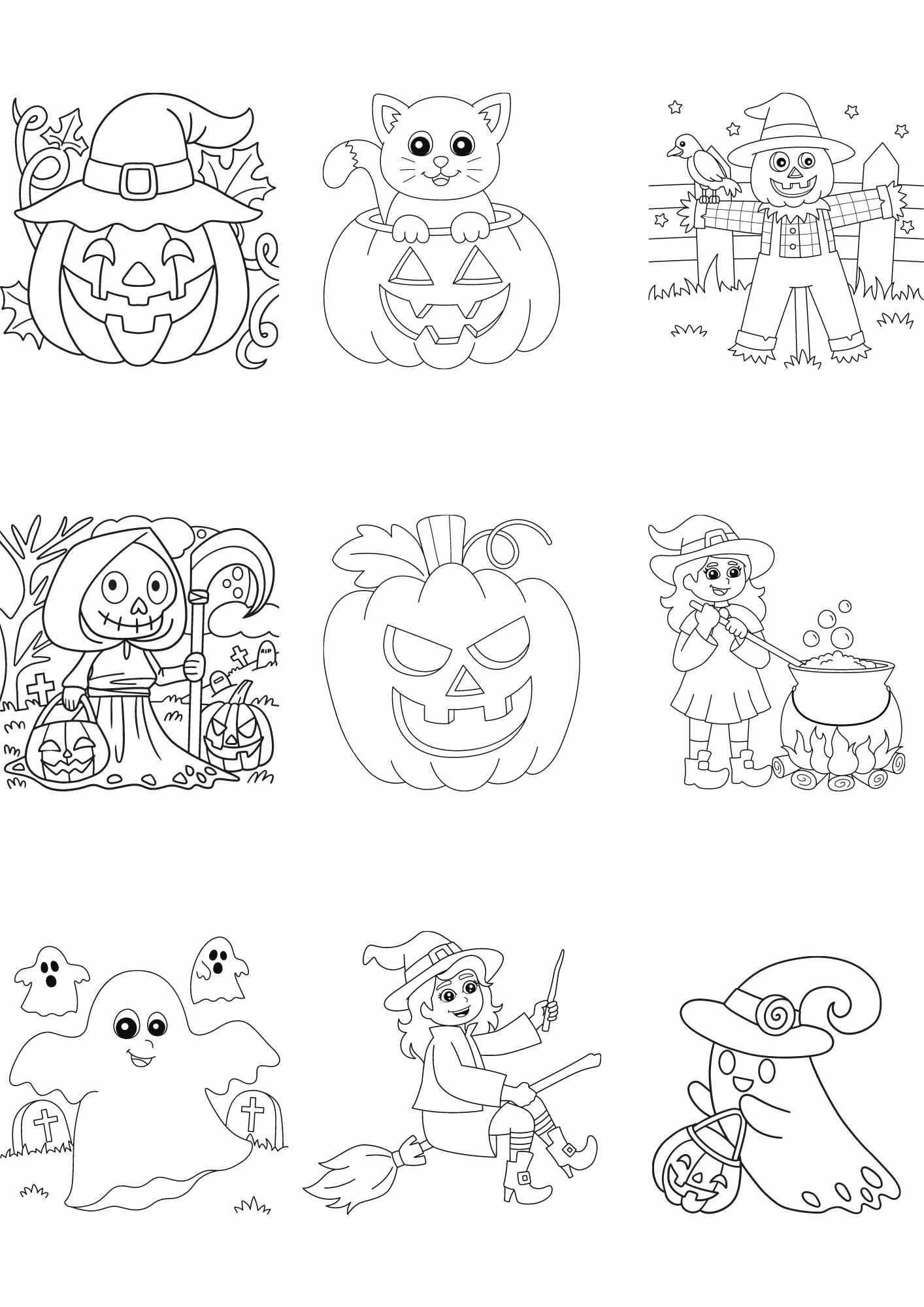 Halloween COLOURING PAGES - digital download